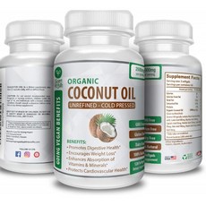 유기농 코코넛 오일 캡슐 2000mg - 100% 엑스트라 버진 건강한 피부를 위한 냉간압력 머리카락 여분의 성장 손톱 케어 체, 1
