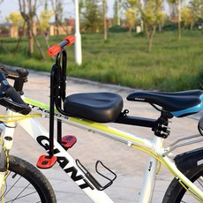자전거 보조의자 자전거 공용 안전 앞자리, 블랙 싱글시트+팔걸이+발걸이