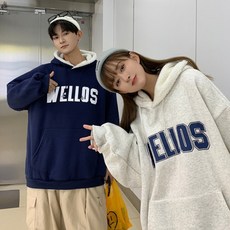 램 울 후드 스웨터 플러스 벨벳 두꺼운 커플 코트 풀오버 탑