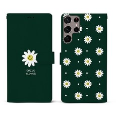 갤럭시 S24플러스 케이스 스마일 플라워 지갑형 다이어리 핸드폰 케이스 디자인 인쇄 카드 지폐 수납 S926