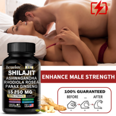 실라짓 보충제 - 15 250mg Rhodiola rosea Ashwagandha 인삼 함유 8-in-1 - 전반적인 건강 에너지 활력 인지 및 면역 건강을 위해, 1개, 120정