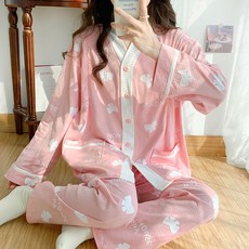 100 코튼 히든 수유 산후조리 봄여름 임산부 파자마 여성 홈웨어 세트
