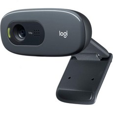 Logitech C270 HD 웹캠 720p 와이드스크린 HD 비디오 통화 빛 보정 소음 감소 마이크 스카이프용 페이스타임 행아웃 웹엑스 PC/Mac/노트북/태블릿, 1개