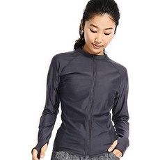 Actleis 여성용 긴팔 지퍼 가죽 자켓 UPF50 UV 보호 속건 수영 달리기 펜싱 셔츠 US-AL20003 (Charcoal gray Large)