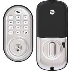 Yale Assure Lock 청동으로 된 키패드 도어 잠금 키가 있는, Satin Nickel_Keypad with Key |, 1개