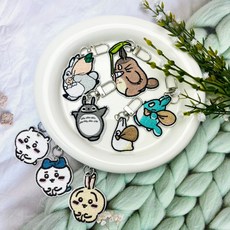 먼작귀 치이카와&이웃집 토토로 패치 자수 와펜 DIY 열쇠고리 차키 가방고리 파우치 키링 8종