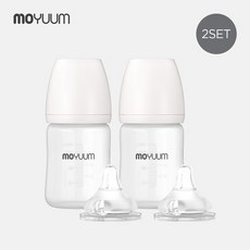 실리콘 코팅 노꼭지 유리 젖병 150ml 2팩+젖꼭지(2ea)