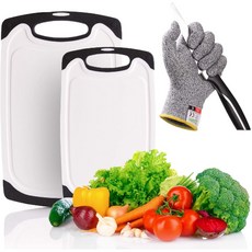 My Prime Kitchen 보너스 컷 내성 장갑과 도마 세트를 국무 주방 플라스틱. 도마 BPA 프리 깊은 주스 그루, 상세페이지참조