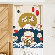 일본 노렌 부엌 식당 가림막 바란스 가리개 고양이 커튼
