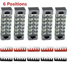 600V 15A 5/6/12 위치 나사 배리어 터미널 블록 이중 행 와이어 스트립 배전, [02] 6Positions