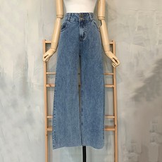 행복한여자 [신상무배]투버튼 하이웨스트 와이드 부츠컷 청바지