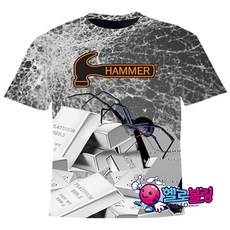 햄머 - H-19 스파이더 전사 라운드 티셔츠 볼링 티셔츠 [블랙] / 남여 공용 / 기능성 원단 / 클럽티 / 단체복 인쇄 가능