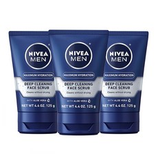 Nivea Men Cleaning Face Scrub 니베아 남성 딥 클렌징 얼굴 스크럽 4.4oz(124g) 3팩