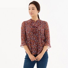 [올리비아하슬러] 플라워 와인 프릴 블라우스