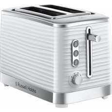 Russell Hobbs 24370 White는 고광택 플라스틱 2 슬라이스 토스터를 고무시킵니다, 단일상품