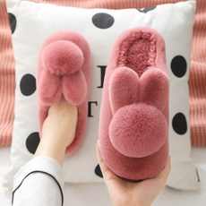 털슬리퍼 면슬리퍼 여성겨울 통굽 미끄럼방지 입체 모직 보온 가정용 실내 커플용품 귀여운 아우터 비오픈형 산후조리신발