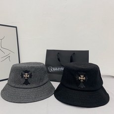 크롬하츠 Chrome Hearts 가을철 동 새로운 모델 단품 원터치 십자가 패치 자수 모직 버킷햇