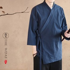 절복 생활 여성 계량 승려복 퓨전 상의 가을 겨울, 2XL /네이비 블루, 1개