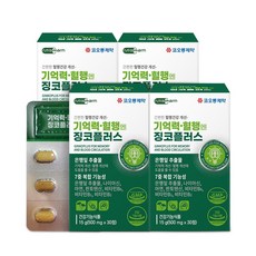 식약처인증 두뇌건강 징코 은행잎추출물 아연 비타민b 기억력 혈행 개선 도움 부모님 선물 추천 30정 x 4박스 (4개월분)