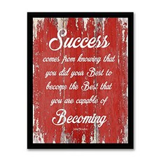 Success Comes from Knowing That You Did Your Be (Black Wooden Frame: 14" x 18" Success Best - Red), 본상품