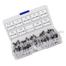 Royalways 72pcs 250V M6x30mm 0.5A-30A 유리관 퓨즈 퓨즈 홀더가있는 키트 모듬, As Described