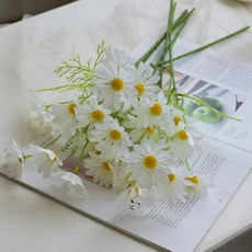 하스몰 인조 꽃 조화 인테리어 꾸미기 데이지 꽃 장식, 5개, 화이트
