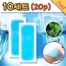 (1세트 2개입) 붙이는 아이스쿨패치 쿨팩 시원한패치 여름용품 쿨링패치 냉각패치, 20개