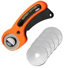 원형칼 로터리 원단칼 재단 칼 커터 45mm, 로터리칼 + 45mm원형리필칼(5개)1세트, 1개