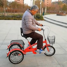 성인 세발자전거 어른 노인 어르신 세 발 자전거 바구니, 레드L 일반형.작은 안장