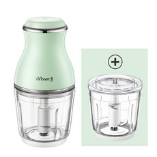 위즈웰 (유리용기1+1)파스텔 전동 다지기 분쇄기 마늘 야채 멀티 WM2600, WM2600G(그린)