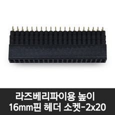 라즈베리파이 핀헤더 소켓 (높이 16mm 핀 간격 2.54mm 2x20 40핀), DIP 타입(16mm 수삽용), 1개