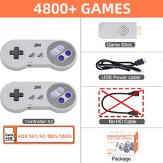 슈퍼 닌텐도 게임 스틱 4800 레트로 게임용 NES SNES 무선 컨트롤러용 HD 비디오 게임 콘솔 SF900 콘솔, 01 4GB