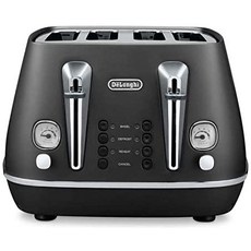 DeLonghi 팝업토스터기 영국배송 가정용 드롱기 Distinta Flair 4슬롯 토스터 재가열 해동 한면 베이글 6가지 브라우닝 설정 매트 메탈릭 디자인 CT4003GR 그린-77175, 단일옵션, 01.검정