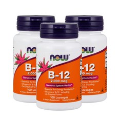 나우푸드 비타민 B-12 2000mcg 로젠지, 100정, 3개