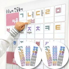 [승승노리] 유아 한글벽보 자석글자 58pcs SET 국산 아기 공부 포스터, 벽보 1개 + 단품자석 2개