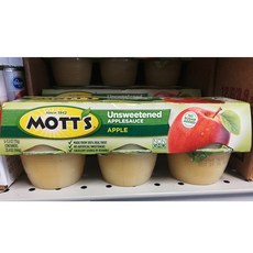 Mott's (미국마트) 1+1 모츠 무설탕 애플소스 6ea Motts Unsweetened applesauce Apple 23.4oz(666g), 1개