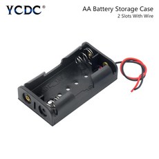 1x 2x 3x 4x aa 전원 배터리 보관 케이스 홀더 보관 상자 다목적 diy aa 배터리 홀더 리드 케이블이 있는 lr6 컨테이너, 2x aa, 1개