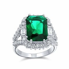 Bling Jewelry 7CT Cubic Zirconia Green Simulated Emerald Cut F/187384