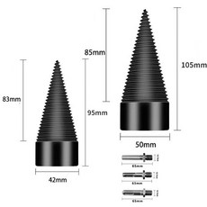 나무 쪼개는 기계 목재 드릴 비트 세트 트위스트 장작 분할 스플리터 나사 콘 사각형 원형 42mm 50mm 5, 01 5pcs set