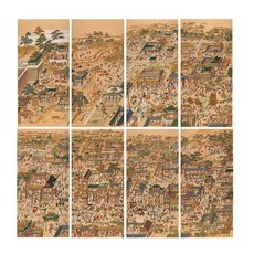 태평성시도 8폭 세트 민화 도안 민화그리기 본그림 공모전 원데이클래스 컬러링 취미, 일반용지, 중형