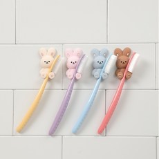 1+1 낀토 실리콘 칫솔걸이 무타공 벽걸이 후크, 아이보리, 뽁뽁이형, 2개, 1개입