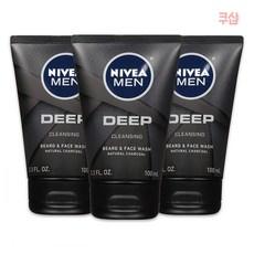 니베아 맨 페이스워시 딥클렌징 100ml(3개) Men DEEP Cleansing Beard & Face Wash, 3