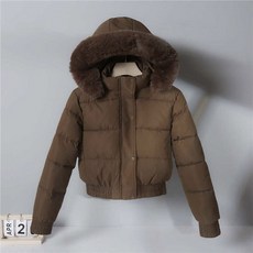 헤비다운 좋은 성능이 짧은 겨울용 스타일 두꺼운 가을 패딩 따뜻한 코트 숏패딩 코팅된 폭스퍼 면 보온 가성비패딩 가벼운 여성용