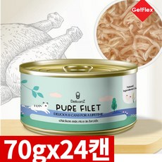 [겟플렉스]델리캔즈 퓨어필렛 70g 육수가득 고양이 습식 간식캔, 닭고기 호박 쌀 70g +24개, 24개