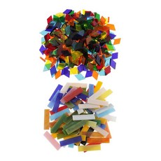 QDY 320 직사각형 및 마름모 타일 tessera 공예용 색상 혼합 10x40mm 11mm, 설명, 멀티, 유리, 1개
