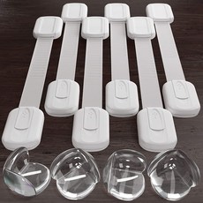by Family Care 다목적 아기 안전 캐비닛 잠금 래치 키트-6 팩 조절 가능 장치 + 4 코너 가드 세트-찬장 어린이 안전-튼튼한 교정 서랍 장치-오븐 냉장고 변기 증거, 1개, 단일상품