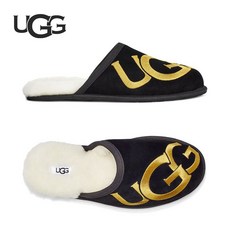 어그 스커프 로고 남성 슬리퍼 실내화 BLACK/GOLD