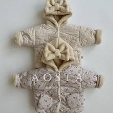 아오스타 리본슈패딩 유아동점퍼 패딩점퍼 후드점퍼 겨울아기옷