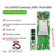 16S 200A CAN With Smart LiFePo4 NTCs JBD Function BMS Switch Board RS485 밸런스 Battery 6 60V Storage E, 3) 200A UART 485 CAN - 16S LFP