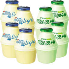 빙그레 바나나우유 혼합2종(바나나맛라이트 and 메로나맛), 4세트, 480ml